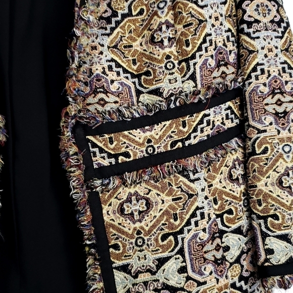 Chico's Fringe trim Jacquard Topper jacket size 1 =M/8 - Picture 6 of 12